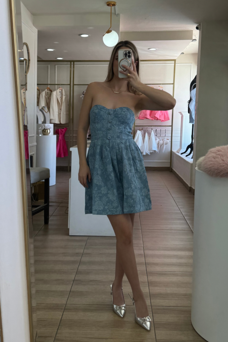 Vestido mezclilla strapless – Celin Boutique