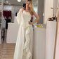 Vestido blanco largo escote diagonal